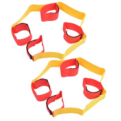 1 Pair Legged Fixed Belt, Outdoor Sport Equipment, Multiplayer Teamwork Game Interactive Toys with Adjustable Hook & Loop Strap, Elastic Foot Leggings for Parent - Child Activities (4-person leggings