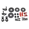 RC Car Upgrade Parts Steering Cup Disc Brake, Aluminum Alloy Metal Upgrade Kit for KM C3 E8414 E8415 1/7 RC Cars, Enhanced Braking System with Simulation Calipers and Durable Conne (Red) view 4
