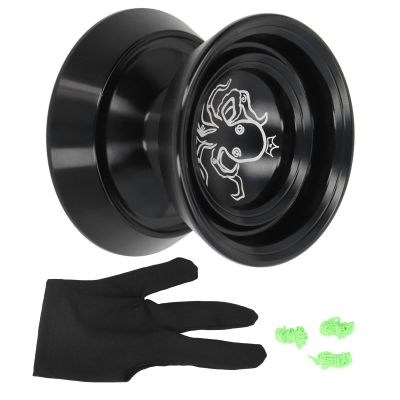 Aluminum Alloy YoYo Ball, Unresponsive Yoyo for Advanced Players, High Performance Competition Yoyo with Stainless Steel Bearings, Fade Free Design and 3 Strings Included, Perfect (Black)