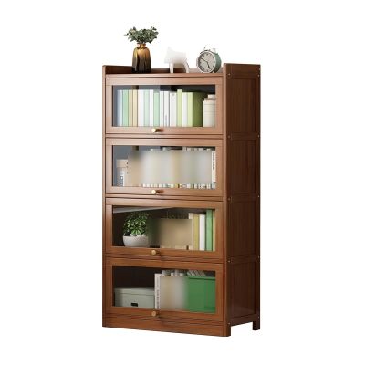 1/2/3/4/5/6 Tier Display Cabinets with Doors, Wooden Bookcase, Figures Collectibles Toy Organizer Shelf/Showcase, Home Living Room Playroom Bedroom Display Case(Brown,(L x W