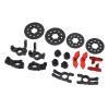 RC Car Upgrade Parts Steering Cup Disc Brake, Aluminum Alloy RC Car Upgrade Kit, Enhanced Braking System with Simulation Calipers, Durable Metal Upgrade Kit for KM C3 E8414 E8415 1 (Red) view 2