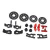 RC Car Upgrade Parts Steering Cup Disc Brake, Aluminum Alloy RC Car Upgrade Kit, Enhanced Braking System with Simulation Calipers, Durable Metal Upgrade Kit for KM C3 E8414 E8415 1 (Red) view 3