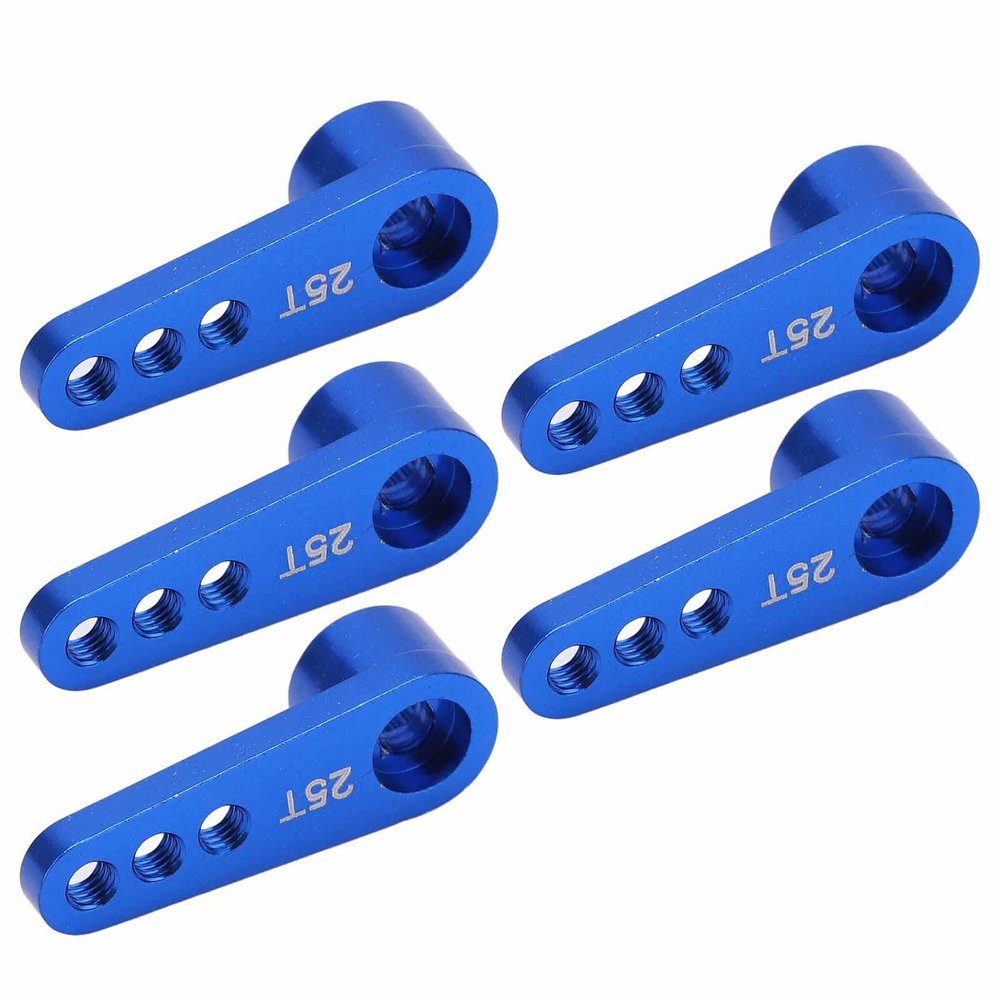 5Pcs 25T Servo Horns, Aluminum Alloy Steering Servo Arms, High Performance RC Servo Accessories, Durable Anodized Blue Servo Arms for 02073 996R MG946R E9001, Lightweight Upgrade P