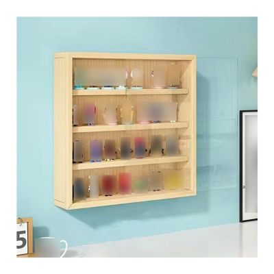 3/4/5/6 Tiers Display Cabinets with Acrylic Door, Figures Display Case, Collectibles Organizer, Wooden Storage Protection Showcase for Home Bedroom Office, Wall-Mounted(Wood