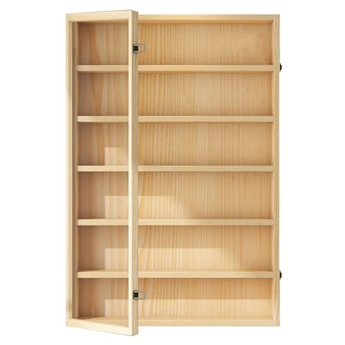 3/4/5/6/7/8 Layer Wooden Display Cabinets, Collectibles Organizer, Toy Curio Figures Display Case, Wall-Mounted Storage Shelf for Home Living Room Bedroom Office Playroom((L