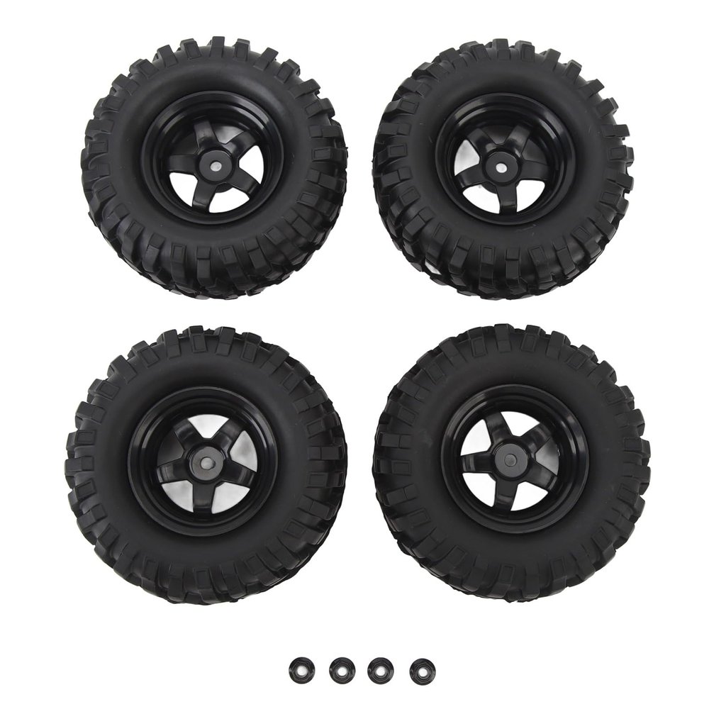 4pcs 1.9in RC Wheel Rims Tires Set, Universal RC Crawler Wheel Rims Rubber Tires, Enhanced Traction for 1/10 RC Crawler Car, Compatible with Axial HSP Redcat HPI, High Shock Absorp