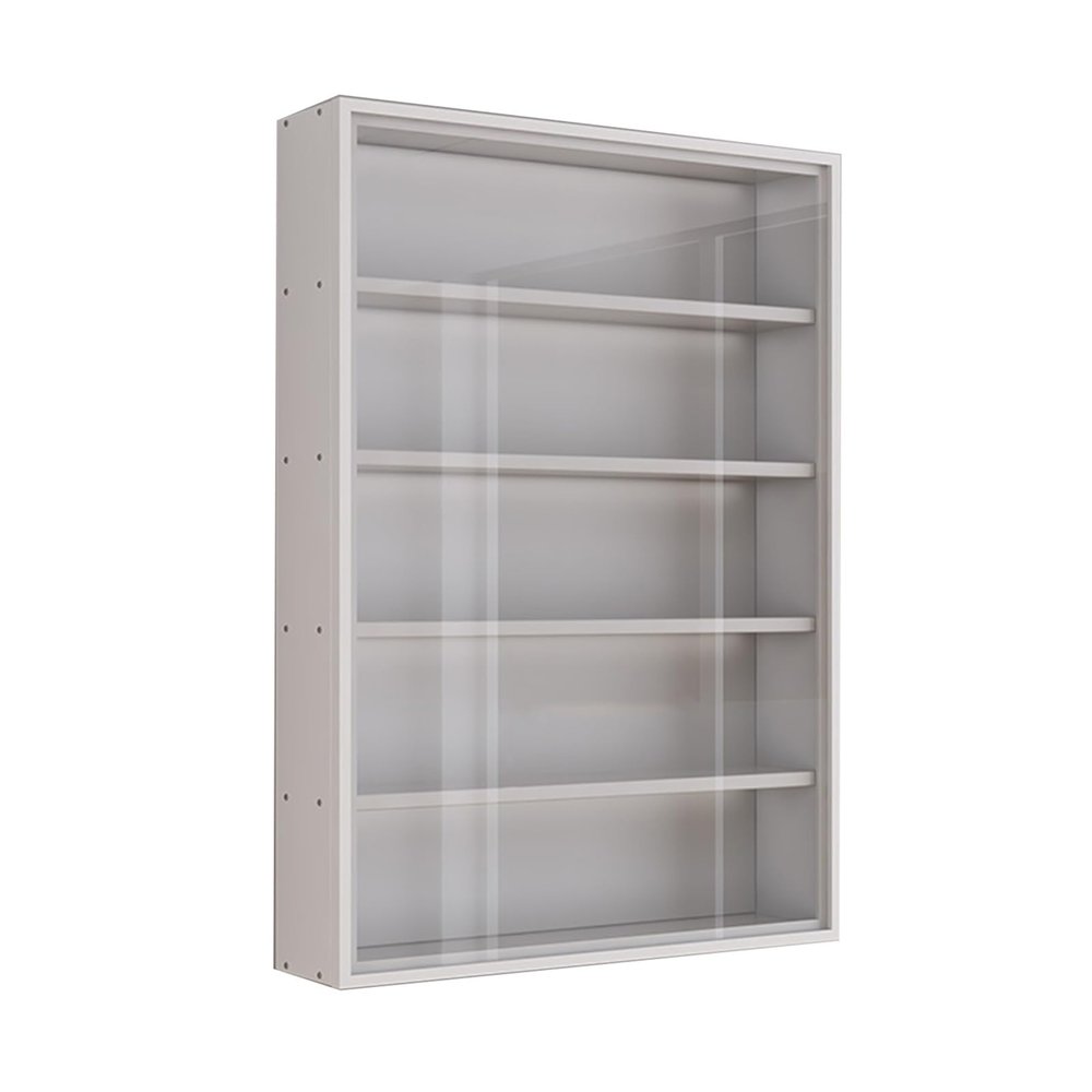 4/5/6/7 Tiers Display Cabinets, Figures Display Case, Wall-Mounted Showcase with Glass Door, Living Room Bedroom Ornaments Storage Shelves, Collectibles Organizer(White,(L x