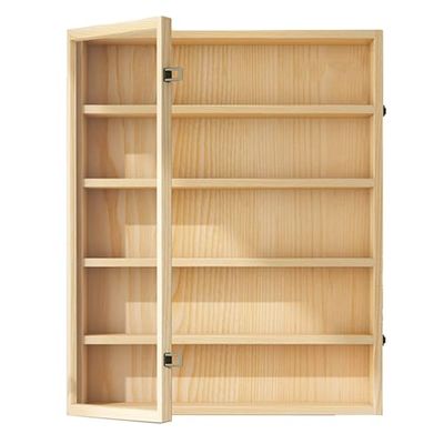 3/4/5/6/7/8 Layer Wooden Display Cabinets, Collectibles Organizer, Toy Curio Figures Display Case, Wall-Mounted Storage Shelf for Home Living Room Bedroom Office Playroom((L