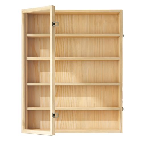 3/4/5/6/7/8 Layer Wooden Display Cabinets, Collectibles Organizer, Toy Curio Figures Display Case, Wall-Mounted Storage Shelf for Home Living Room Bedroom Office Playroom((L