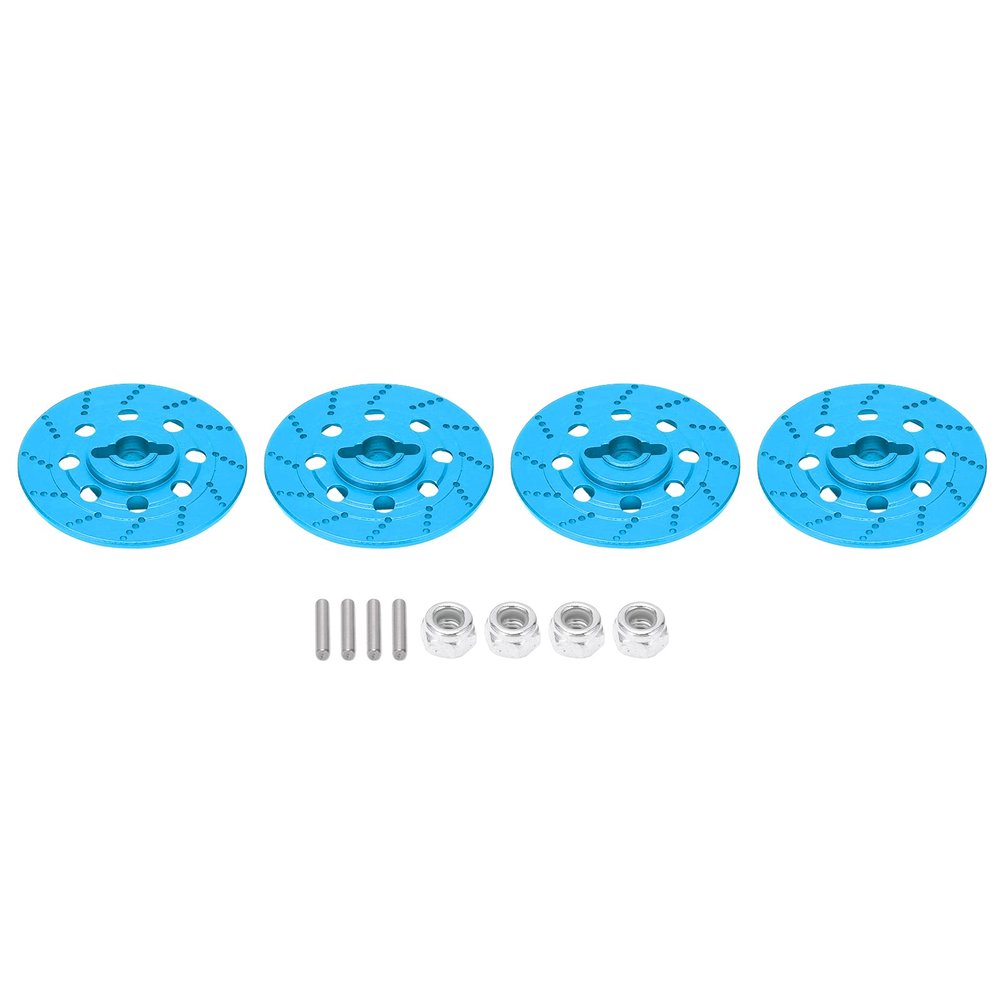 RC Car Brake Disc Set, Aluminum Alloy Wheel Hex Hub Brake Disc with M4 Lock Nuts, High Performance RC Road Racing Model Parts for 1/10 Scale Cars Like D4 D5 XIS and T (Blue)