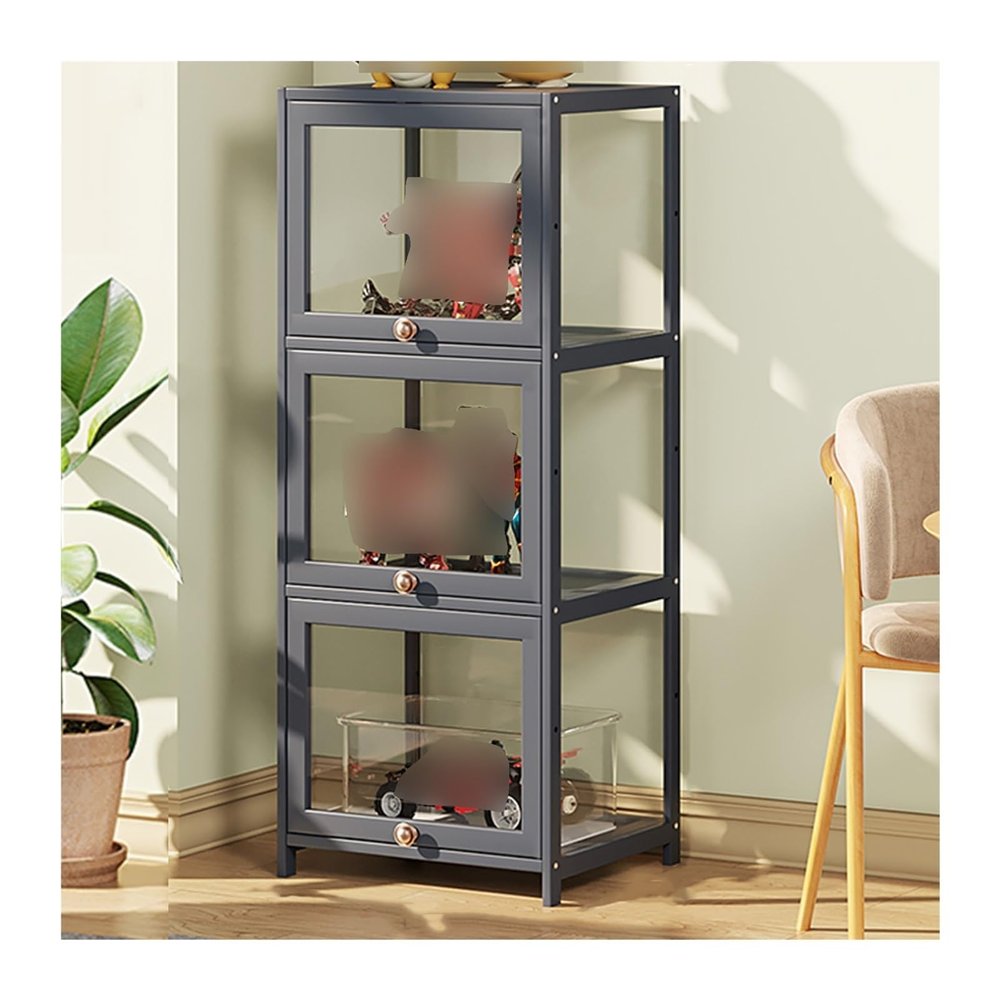 1-5 Tiers Display Cabinets, Figures Collection Display Case with Acrylic Door, Floor Standing Clear Showcase for Home Living Room Office Bedroom, Storage Organizer Ornaments