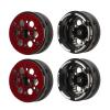 4 Pcs 1.9 Inch RC Car Wheel Rims, Carbon Fiber Lightweight Wheels for 1/10 Remote Control Vehicle, Beadlock Design with Aluminum Alloy Rear Cover, Compatible with SCX10 and RR10 Mo (Red) view 1