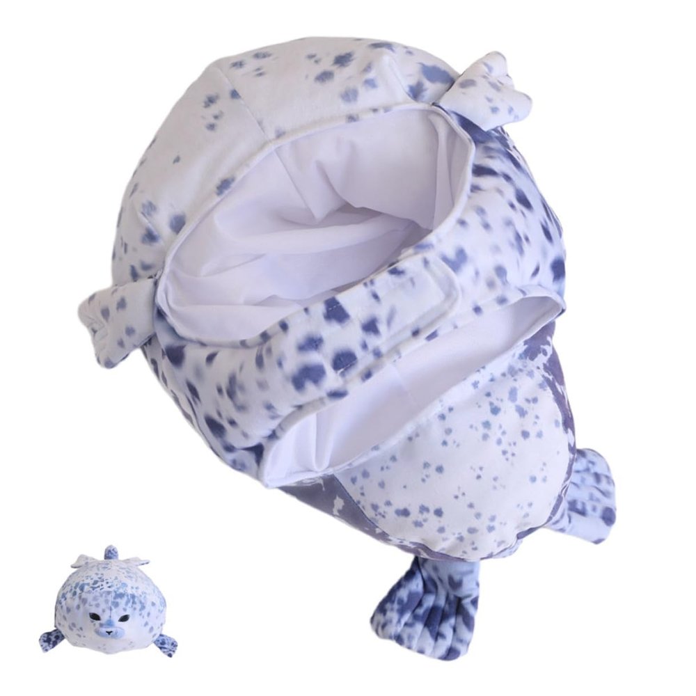 Hemoton Seal Plush Headgear Cute Cosplay Party Hat for Adults Soft Decorative Animal Cap for Festival Dress-up and Photo Props