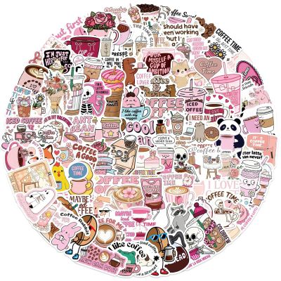 100Pcs Funny Cartoon Coffee Stickers Coffee Quote Lovers Decals Funny Meme Silly Coffees Sticker for Water Bottle Laptop Luggage Skateboard Snowboard for Party Favors Decoration (Coffee)