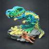 3D Printed Dinosaur, 3D Morphs, LLC XL Flexi-TREX Articulated T. Rex Dinosaur Figure, Green/Blue, 3D Printed Materials, Includes Display Stand view 3