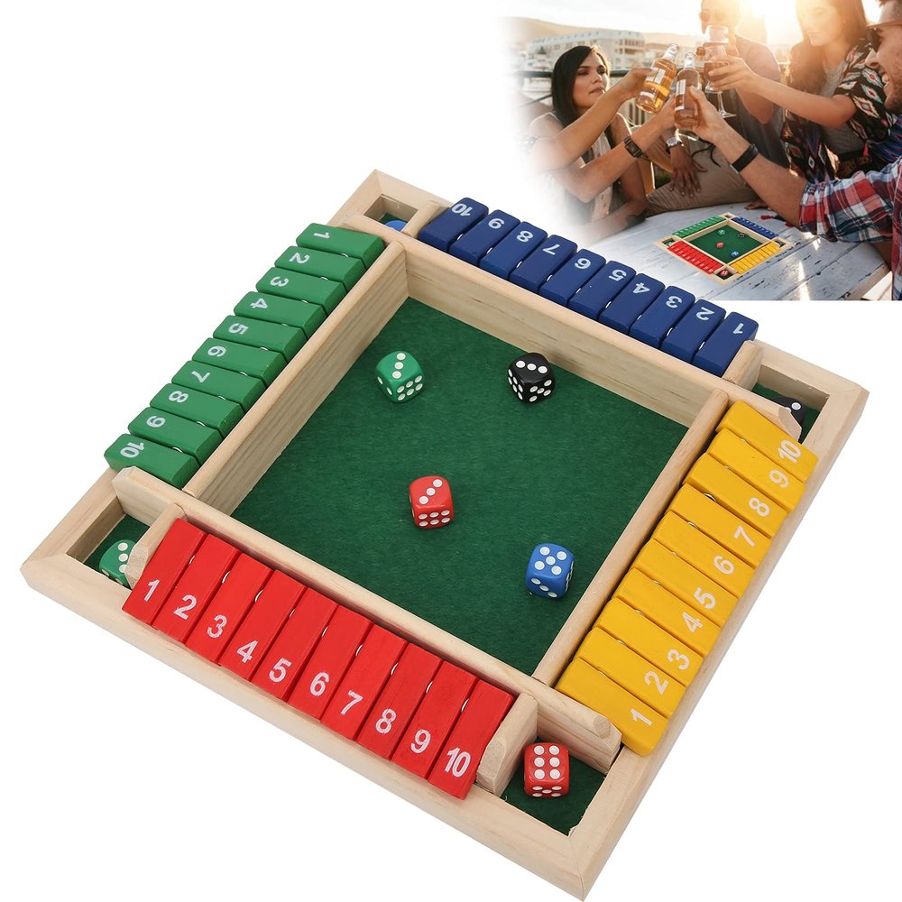 ToysCentral Basics Wooden Math Dice Game Family Parent Child Interactive Board Game 8 Dice Brain Training Arithmetic for Pub Bar Party Ages 3+