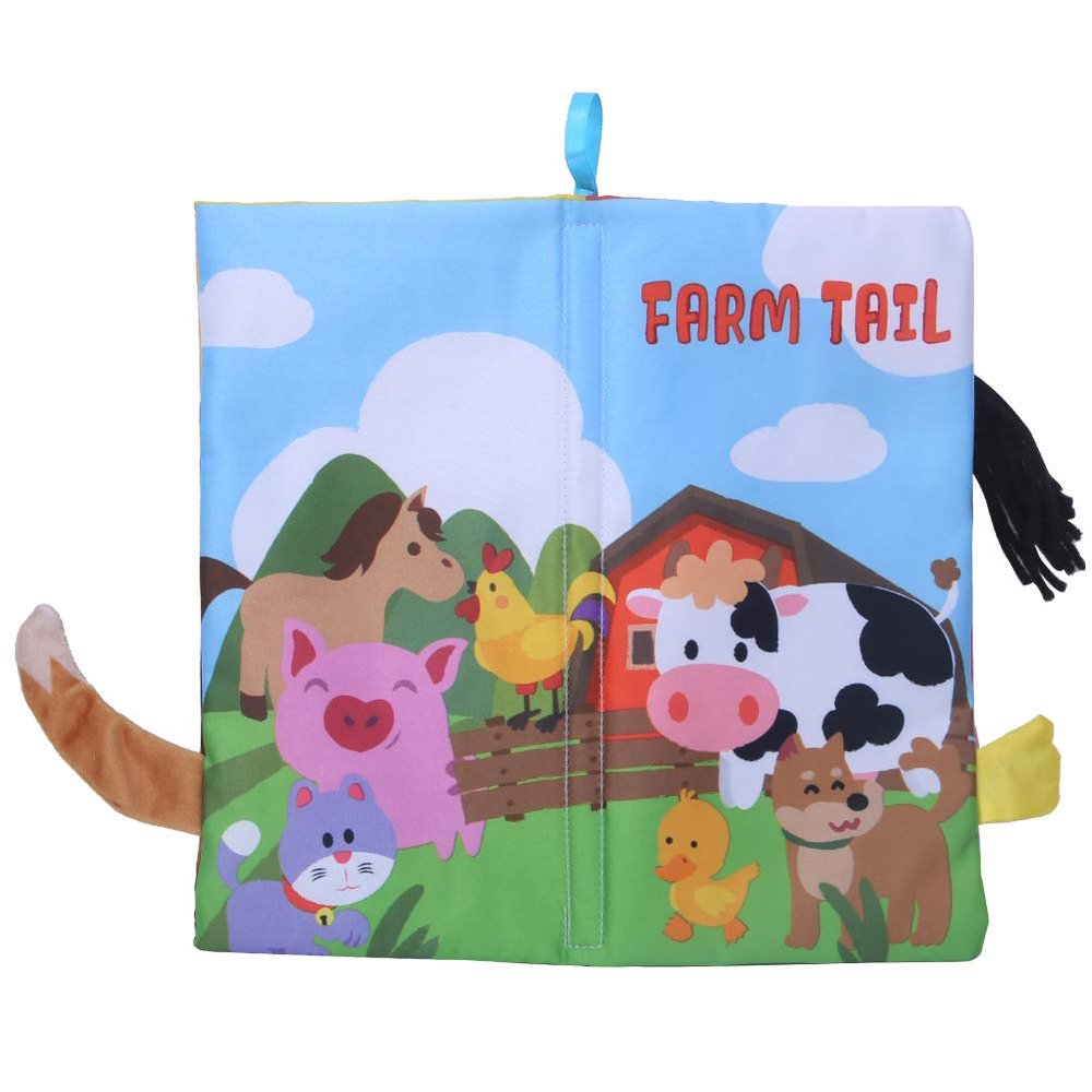 Animal Tails Cloth Book for Infants, Washable Touch and Feel Baby Book with Sound Paper, Perfect with Baby Cloth Infant Toy, Suitable for 0-3 Years Old (Poultry Model)