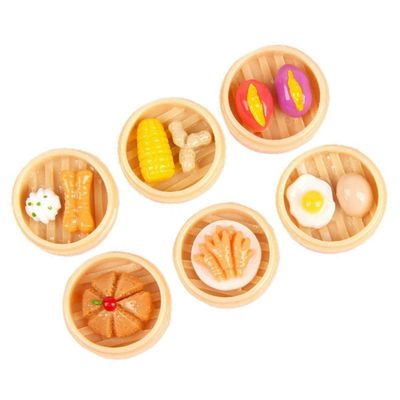 BESPORTBLE 6pcs Miniature Steamed Food Models Resin Play Food Set for Pretend Kitchen Decorative Imitation Steamer Basket Props for Dollhouse and Craft Decor