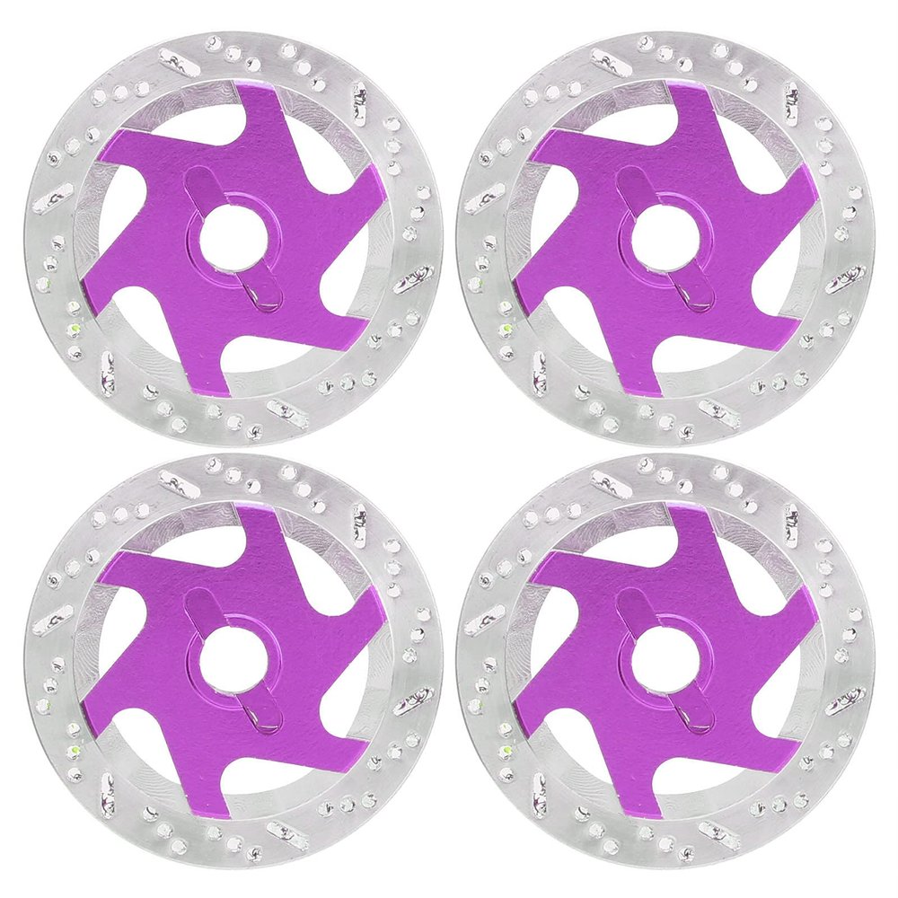 4PCS Universal Aluminum Alloy RC Car Brake Disc Metal Hex Adapter, 1/10 Remote Control Car Accessory, CNC Machined Lightweight Durable Discs with Anodized Surface, for RC Sports Ca (Purple)