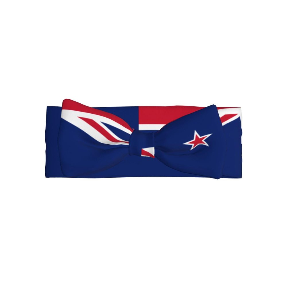 vghkeih New Zealand Flag Baby Bow Headband for Girls 0-6 Months - Soft Stretchable Knit Headwrap for Newborn Infant Photography, Shower Gift