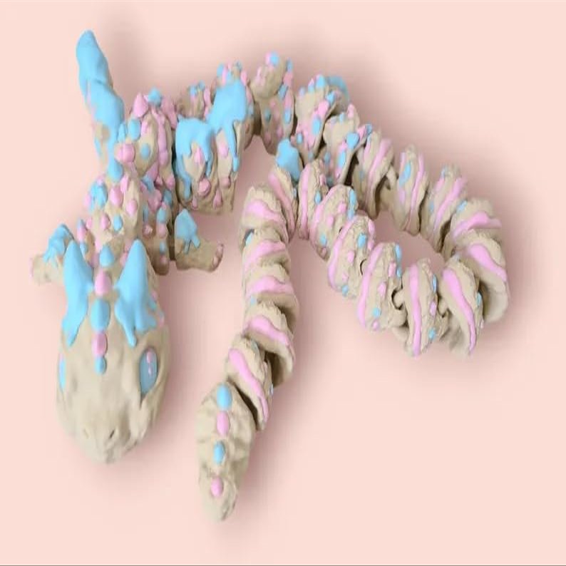 3D-Printed Cookie Dragon Articulated , Cute Cookie Dragon Fidget Toy & Desk Collectible Gift (Style 5)