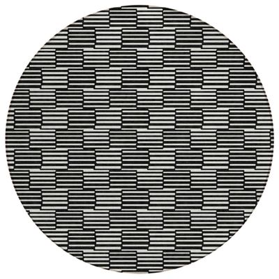 HomeRoots 594979 8 ft. Black & Ivory Round Geometric Washable Indoor & Outdoor Area Rug