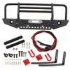 Metal Front Bumper for - 4 Axial SCX10 90046 RC Car, Heavy Duty RC Car Accessory with Red Hooks and LED Lights, Durable RC Spare Parts for Off - Road Adventure view 1