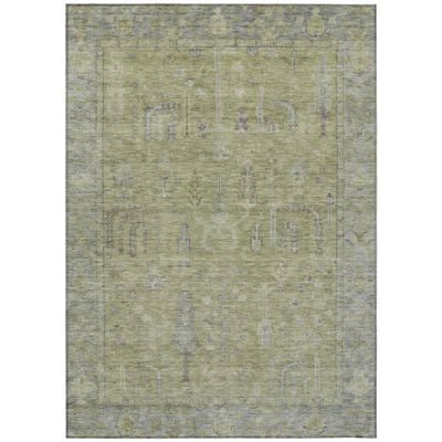 HomeRoots 604704 8 x 10 ft. Artichoke Green & Gray Oriental Washable Indoor & Outdoor Rectangle Area Rug