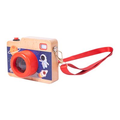 EHJRE Wooden Mini Pretend Camera Toy with Real Sounds and Light Sensory Toy for Christmas