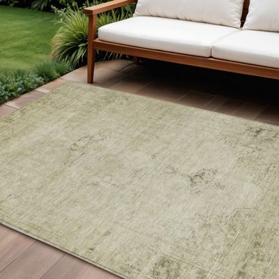 HomeRoots 580326 9 x 12 ft. Oriental Washable Indoor & Outdoor Rectangle Area Rug Beige Taupe & Brown