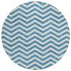 HomeRoots 595357 8 ft. Teal Blue & Ivory Round Chevron Washable Indoor & Outdoor Area Rug view 1