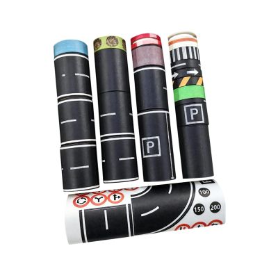 28x Roadway Tape Traffic Sign Stickers Race Cars Decoration Realistic Decorative Road Tape Train Track Tapes for Notebooks, 500cm
