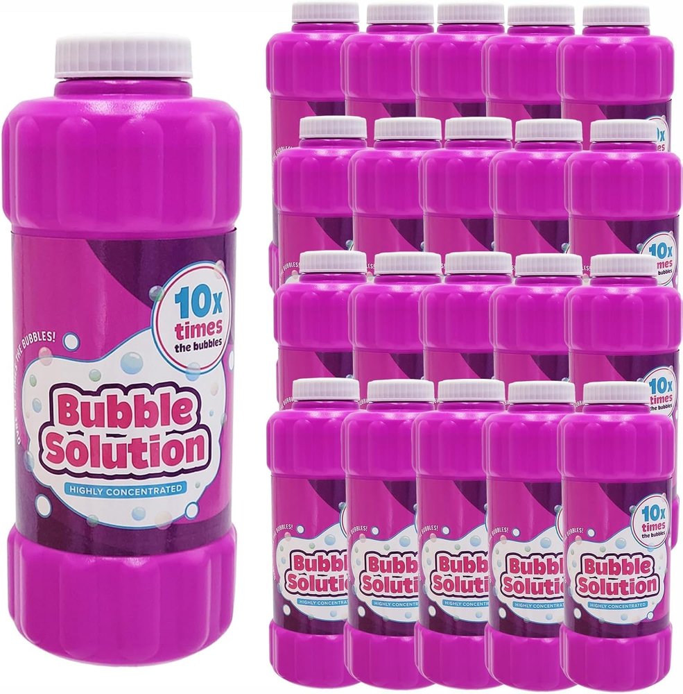 Purple 16oz Concentrated Bubble Solution 4-Pack, Refills up to 1.25 Gallons, Non-Toxic Concentrated Solution for Bubble Machines, Giant Bubble Wands, Bubble Gun and Blowers