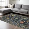 HomeRoots 574588 8 x 11 ft. Oriental Rectangle Area Rug with Fringe Blue & Gold view 1