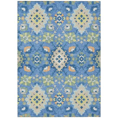 HomeRoots 597679 10 x 14 ft. Blue Green & Orange Oriental Washable Indoor & Outdoor Rectangle Traditional Area Rug