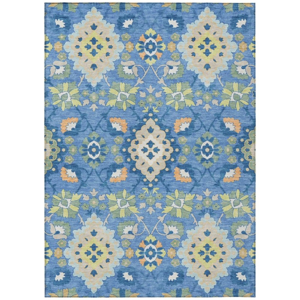 HomeRoots 597679 10 x 14 ft. Blue Green & Orange Oriental Washable Indoor & Outdoor Rectangle Traditional Area Rug