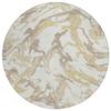 HomeRoots 600098 8 ft. Ivory Gold & Brown Round Abstract Washable Indoor & Outdoor Area Rug view 1