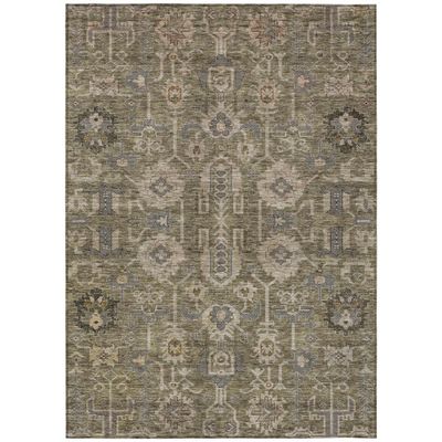 HomeRoots 582057 5 x 8 ft. Oriental Washable Indoor & Outdoor Rectangle Area Rug Brown Gray & Charcoal