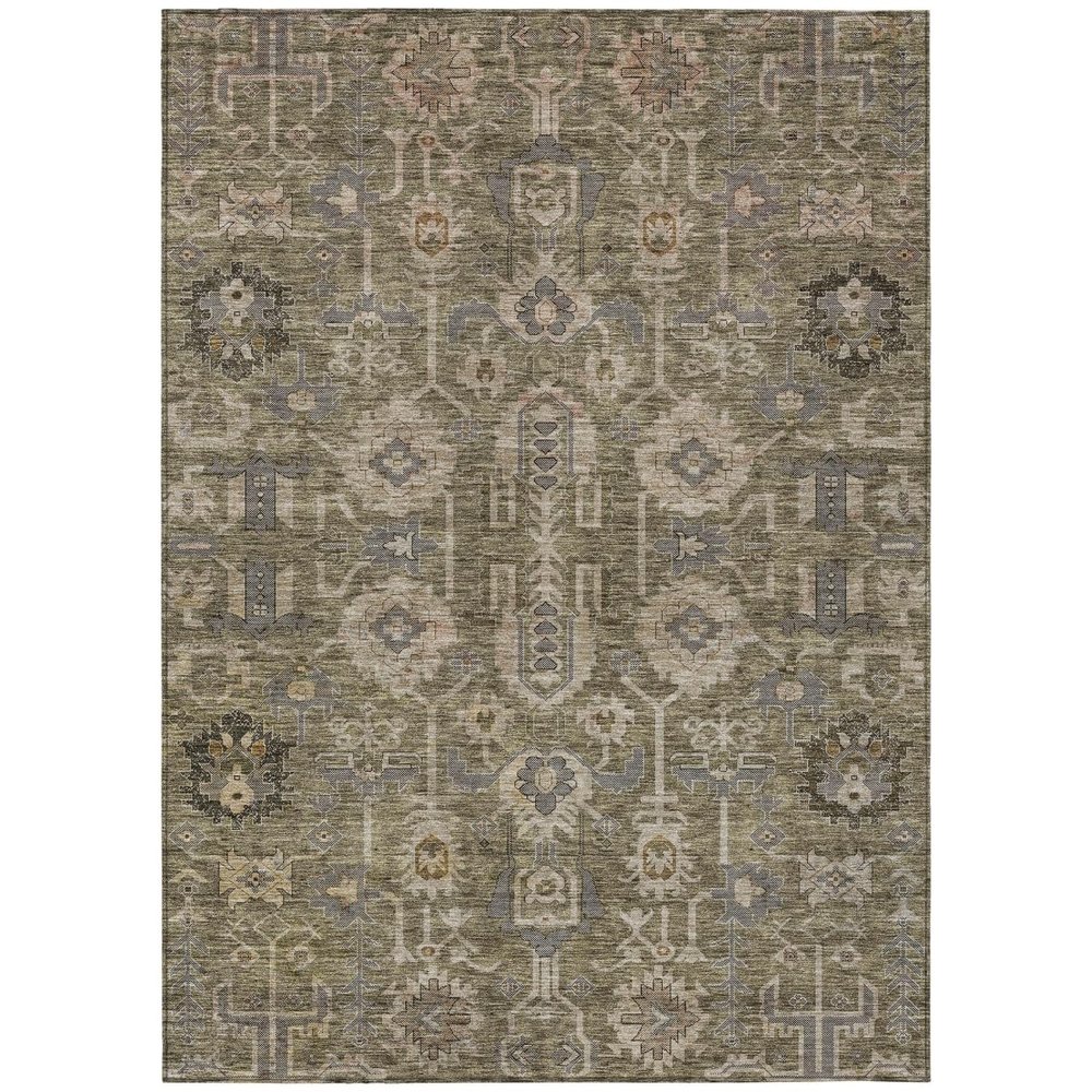HomeRoots 582057 5 x 8 ft. Oriental Washable Indoor & Outdoor Rectangle Area Rug Brown Gray & Charcoal