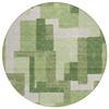 HomeRoots 584142 8 ft. Round Abstract Washable Indoor & Outdoor Area Rug Artichoke Green & Ivory view 1