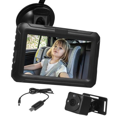 1080P Baby Car Camera with 4.3 Inch High Definition Monitor, Night Vision Function and 150 Degree Wide Angle, 360 Rotatable Rear Facing Seat Camera for Infants Kids and Toddlers,