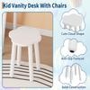 Garvee Toddler Vanity Set with Lights,Bear-Shaped Make Up Vanity Desk with Mirror&Stool,Wooden Princess Toddler Make Up Table Set for Bedroom,Pretend Play Vanity Sets for Little Girls(White) view 4