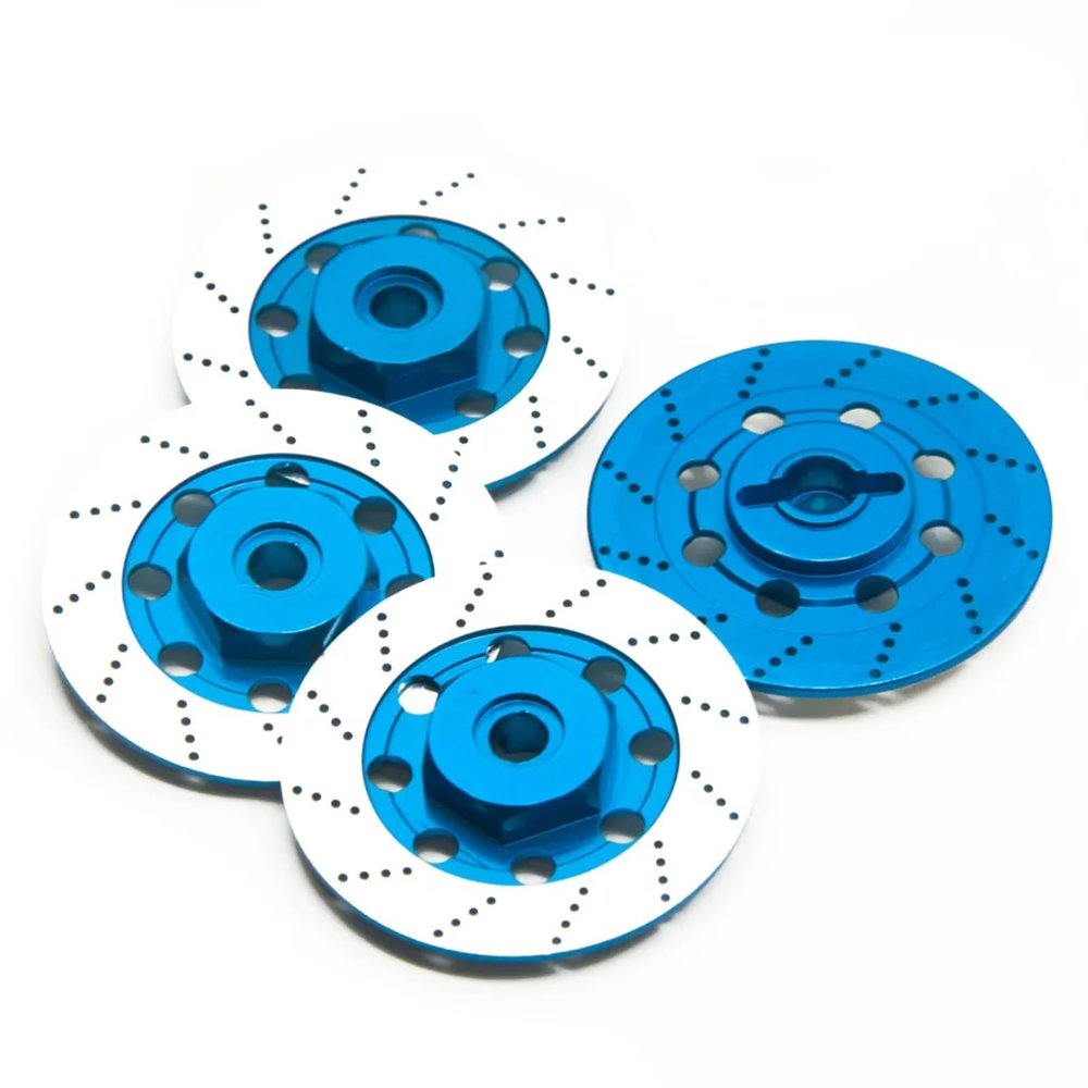 RC Car Models Parts For 3Racing For Sakura D4 For AWD RWD 1/10 RC Drift For Racing Car Accessories Aluminum Wheel Rim Brake Disc Box 12mm Hex Adapter(Blue)