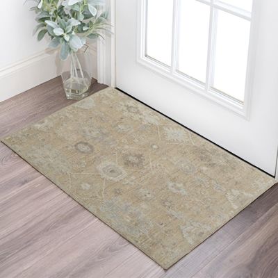HomeRoots 567181 2 x 3 ft. Wool Floral Hand Knotted Rectangle Area Rug Tan & Ivory