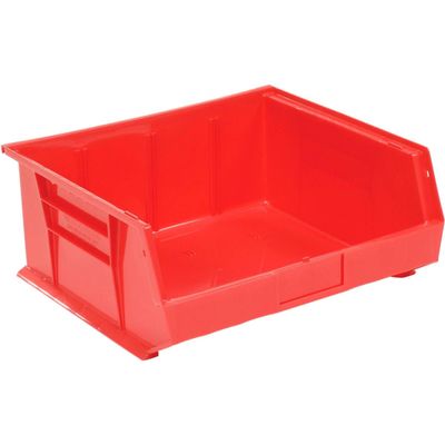 Global Industrial SB16147R Plastic Hang & Stack Bin Red - 14.75 x 16.75 x 7 in.