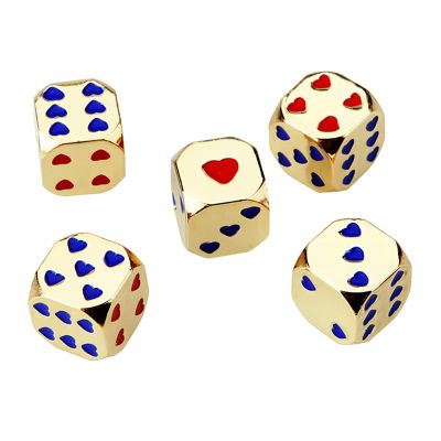 5 Pcs Metal 6 Sided Round Corner Dice with Heart-Shaped Points Role Playing for Table Game Classroom Teaching Role Playing Party