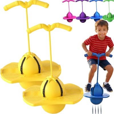 Balance Jumping Ball,jump balance ball with handle and Ball Pump,Indoor & Outdoor jumping ball, Exercise for Balance, Coordination, And Fitness (2pcs-yellow)