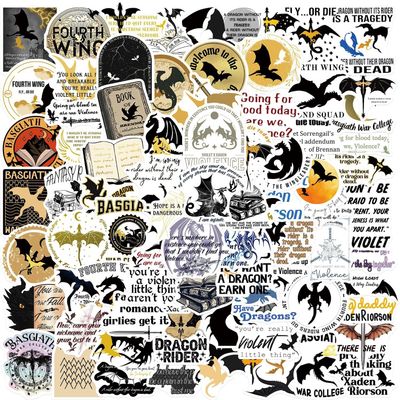100PCS Fourth Book Wing Stickers Cartoon Aesthetic Bookish Kindle Stickers Pack Cool Dragon Rider for Teens Adults Sticker for Laptop Vinyl Waterproof Sticker Aesthetic Decals (o)