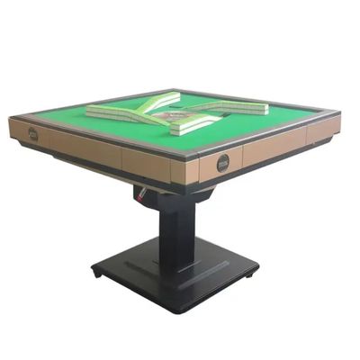 Auto Foldable Mahjong Table for Chinese//Taiwanese Rules - Ultra Thin Electric Shuffling Machine with 10,000+ Cycles, 42mm Mahjong Tiles Without Numerals & Chess Mat (Easy Assembly) (Champagne Color)