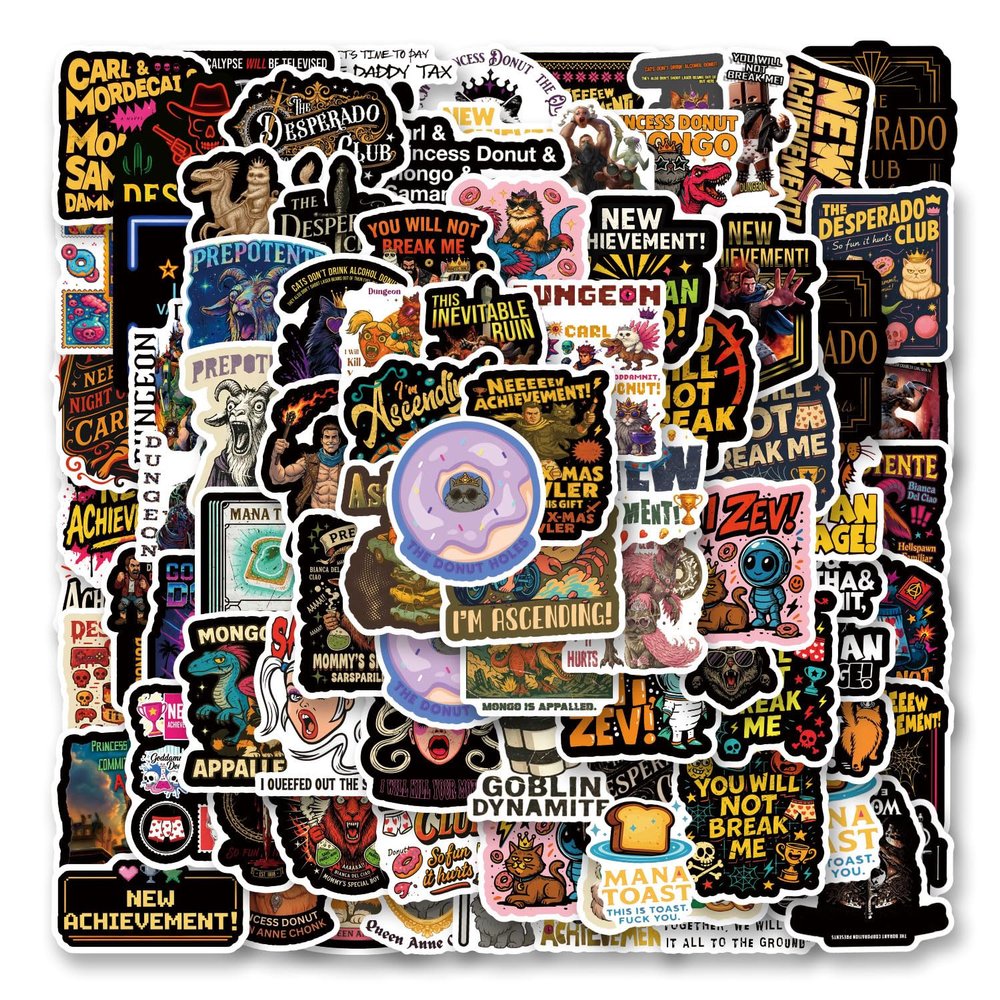 100Pcs DCC This is an Outrage Princess Donut Sticker Funny Dungeon Book Crawler Reading Carl Stickers for Kindle Waterproof Vinyl for Laptop, Water Bottle, Skateboard, Scrapbooking, Party Favors
